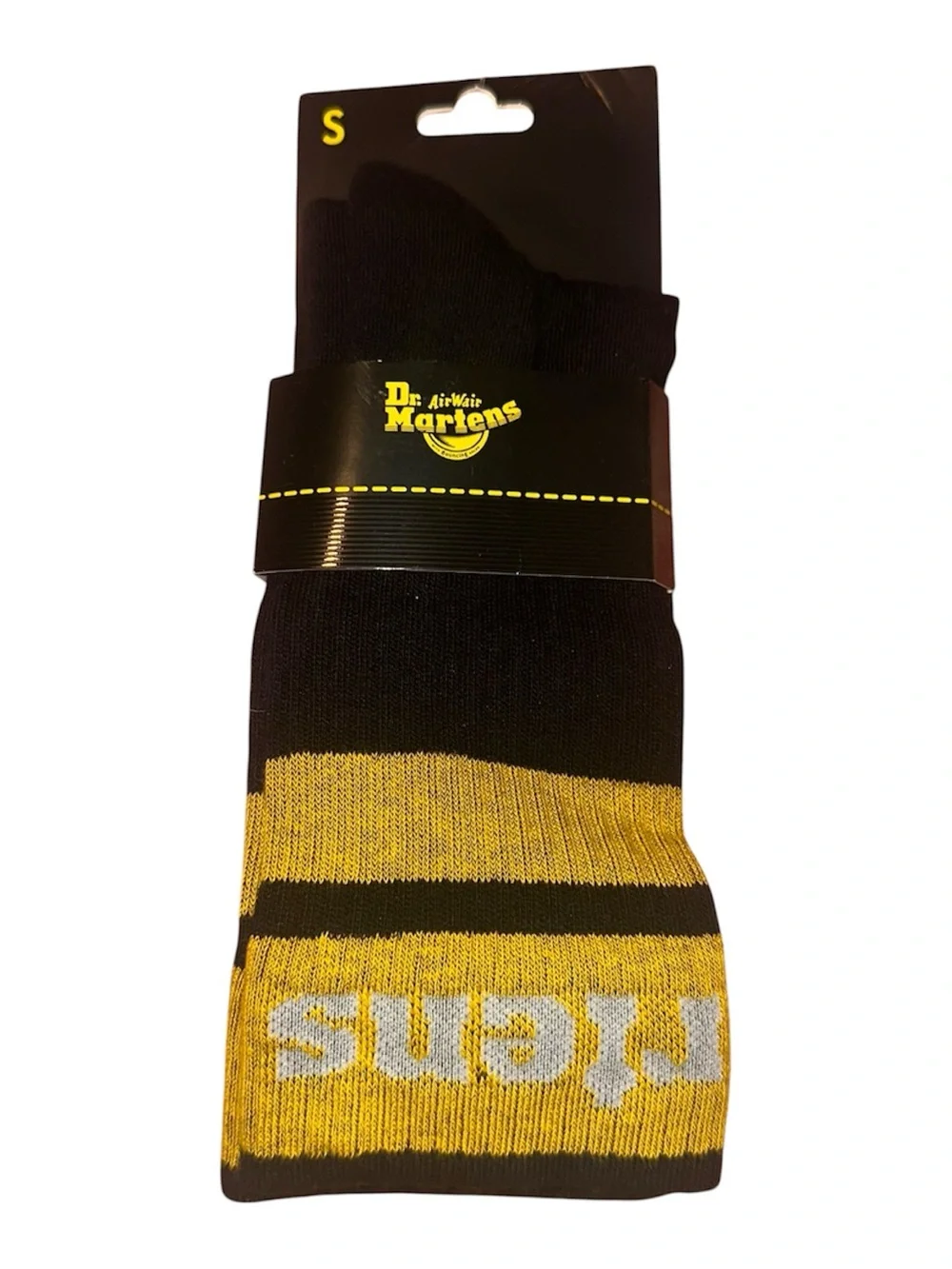 Dr. Martens Athletic Logo Sock Black Yellow Cotton Blend Adult Small Casual Y2K